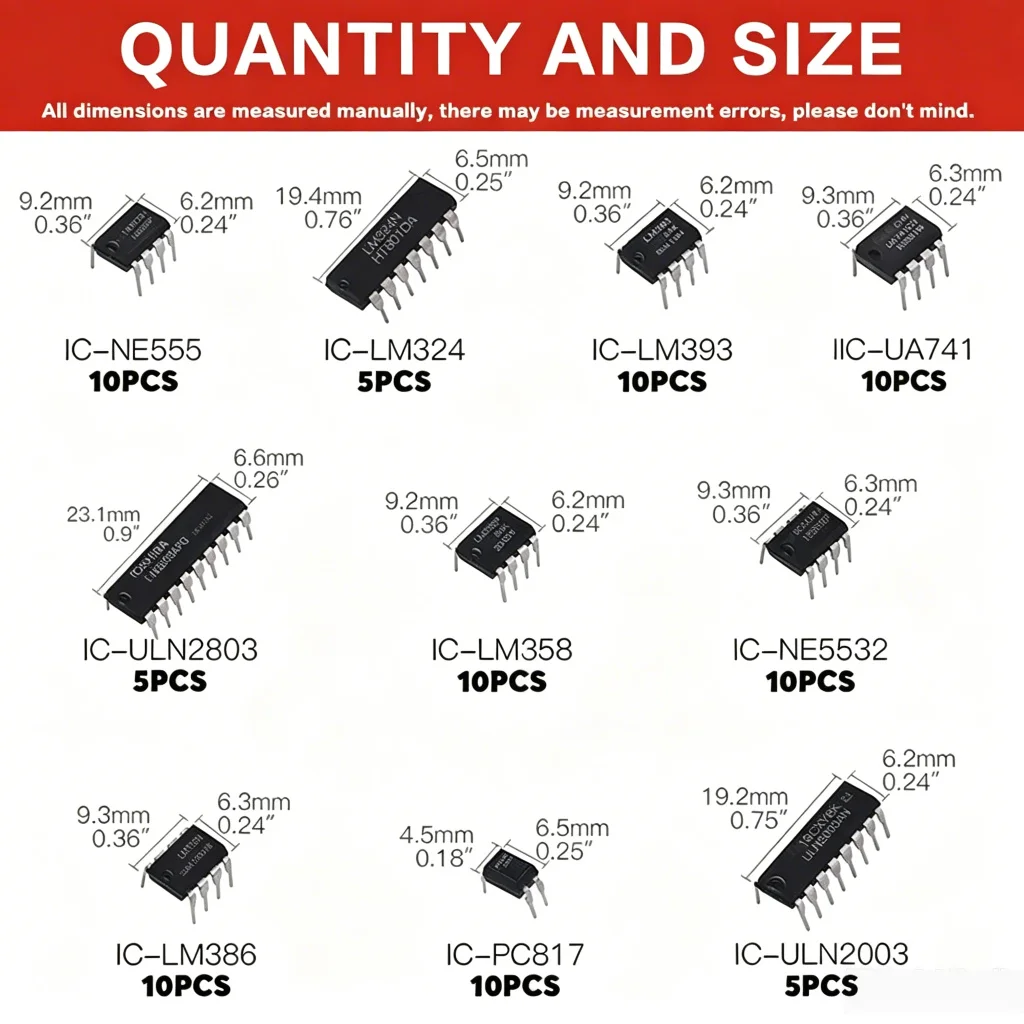 85PCS Integrated Circuit IC NE555 LM324 LM358 ULNN2803 IC chip kit DIP single precision timer 10 kinds diy kit electroni tentacl