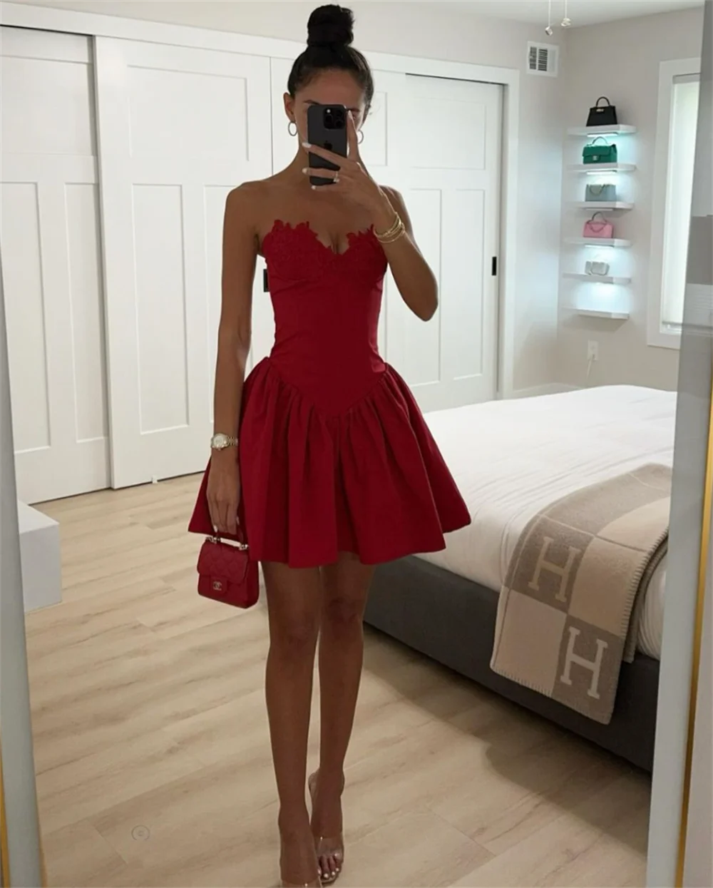 Annie Sweetheart Red Prom Dresses Sexy Strapless Mini Shorts Evening Dresses Formal Wedding Party Dress Vestidos De Noche