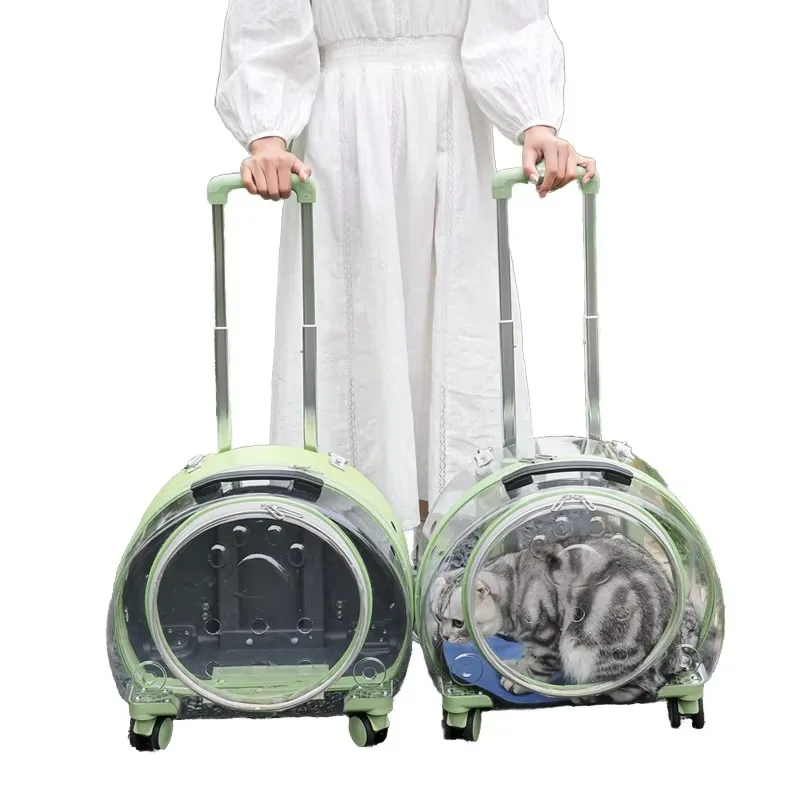 

High Quality Transparent PET Dog Cat Backpack Carrier Bag Oxford Fashionable Eco-friendly 15kg Travel Trolley Wheels Solid