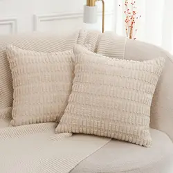 1pc  Super Soft Striped Corduroy Pillow Covers Cushion Cases Pillowcases for Couch Sofa Bed Farmhouse