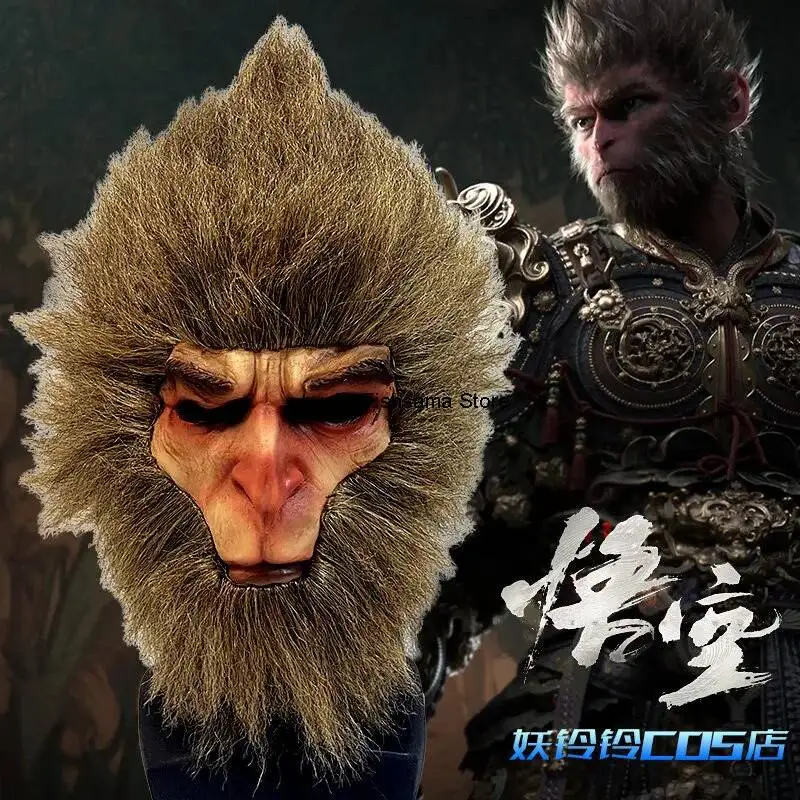 Black Mythology Wukong Full Face Mask Headgear Monkey King Cosplay Costume Destiny Person Mask Great Sage Mask Presale