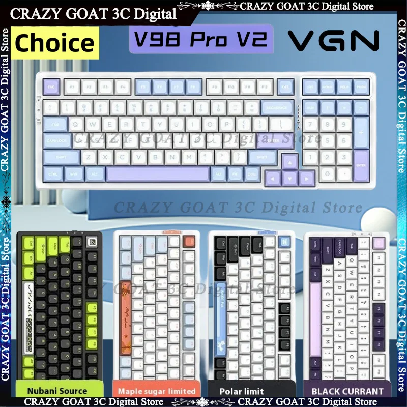 

VGN V98 Pro V2 Mechanical keyboard wired wireless Bluetooth customized keyboard,Full keyboard hot unplug,Esports Games,Red Axis