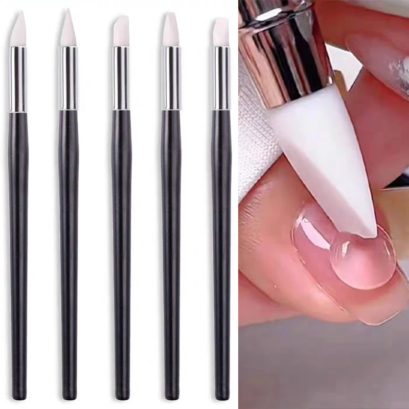 Silicone Cerâmica Oca e Shaping Pen, DIY Nail Art Brushes, Escultura, Gravar, Gel UV, Ferramentas de Escultura, Pontilhar, Escova, 5pcs