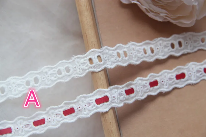 5yard/lot Wide 1.7cm/2CM Can Pass Ribbon Lace( Do not include Ribbon )Cotton Cloth Embroidered Lace Wedding diy Material X225