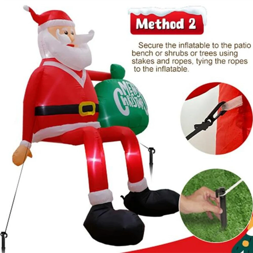 2.4M عيد الميلاد المطاطية تسلق سانتا سقف الديكور، المدمج في أضواء LED للخارجية داخلي سقف ساحة حديقة الحديقة الطرف #5