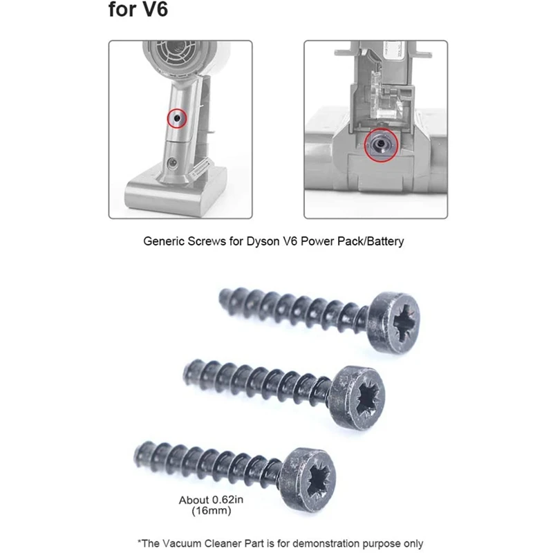 6 buah sekrup kuku untuk Dyson tanpa kabel V6 V7 V8 V10 V11 paket daya penyedot debu/baterai