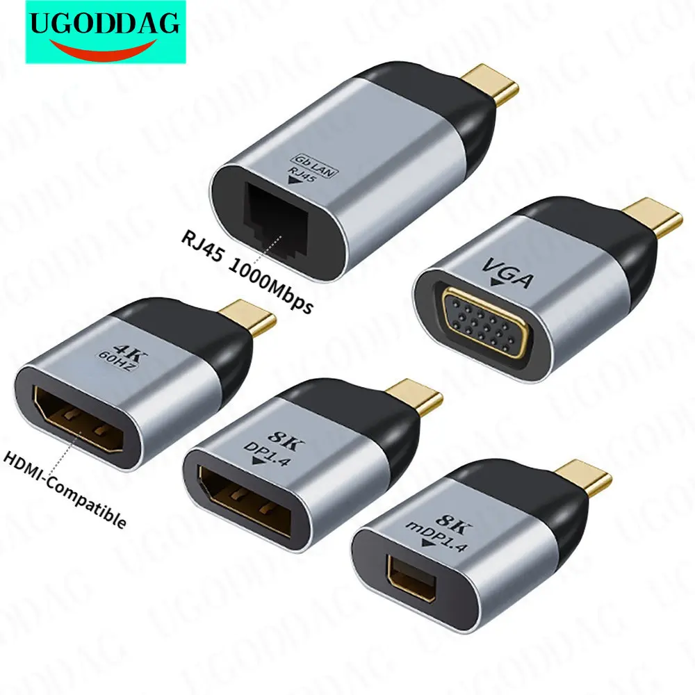 Переходник с USB C на HDMI, совместимый с Dp Mini Dp Vga, USB Type C HDMI-совместимый кабель 4K, конвертер для Samsung Huawei P30