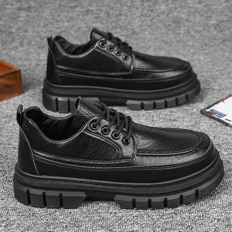 

Men's Leather Shoes Casual Comfort Lace Up Work Shoes for Men Lightweight Black Oxford shoes