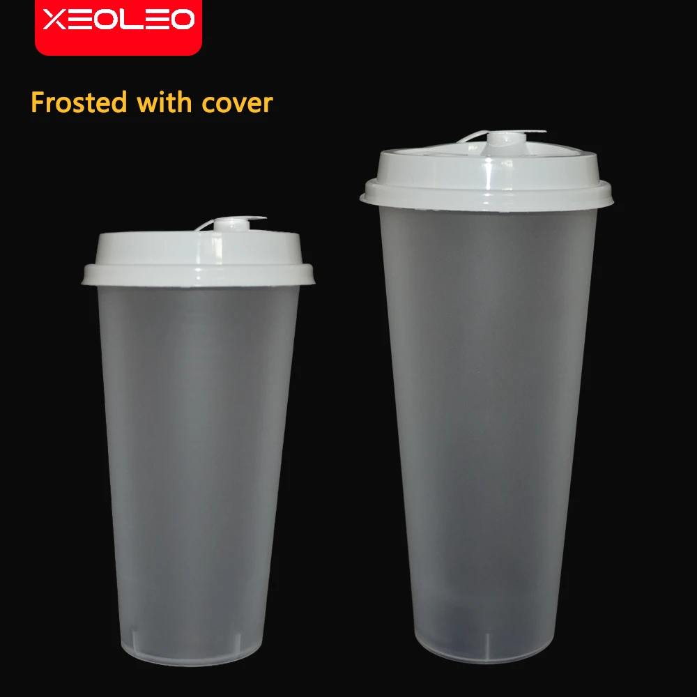 XEOLEO 500pcs Bubble tea cup ɸ90mm Mouth diameter 500ml/700ml Frosted Cup without lid Opaque cup for Cold drink/Milk tea