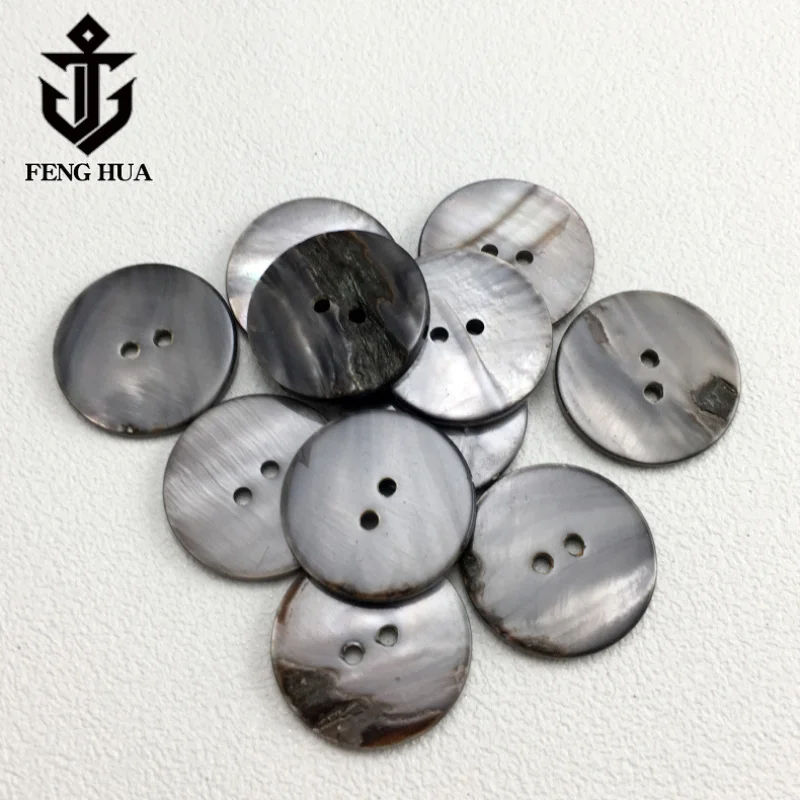 10PC Natural Black Mother of Pearl Shell Grey Round 2-holes Flatback Button DIY Suit Cufflinks Invitation Scrapbook Sewing Decor