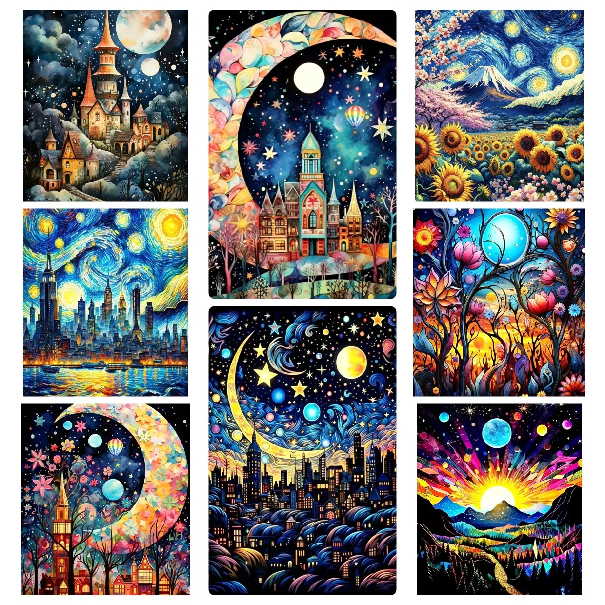 Starry Moon Cityscape Jigsaw Puzzle 500/1000/1200/2000PCS Magical Night Metropolis Art Puzzle Relax Hobby Gift For Puzzle Fans