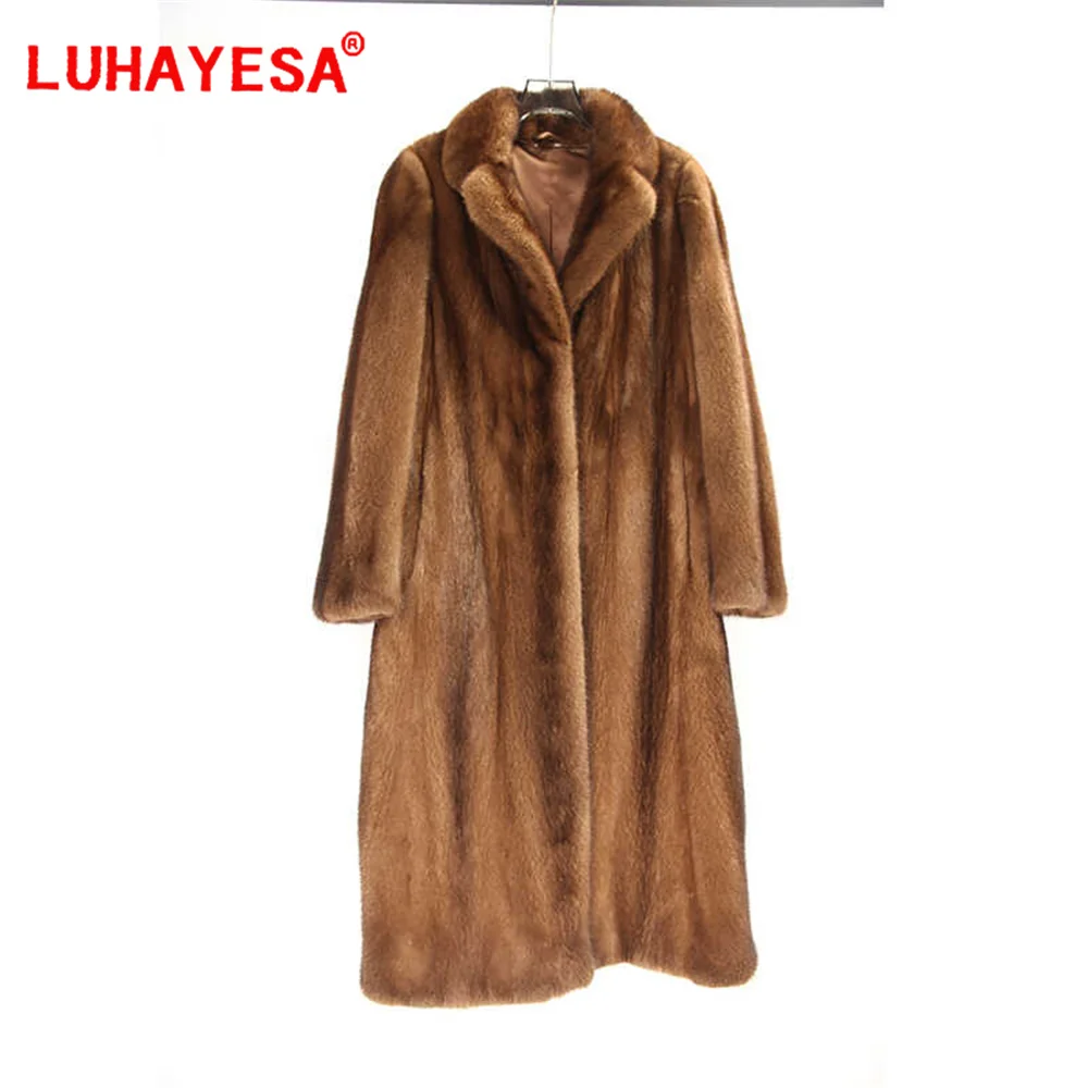 2024 New L Vissesa Top Luxury Full Pelt Mink Fur Odzież damska Bardzo długie zimowe prawdziwe futro z norek Overvoat