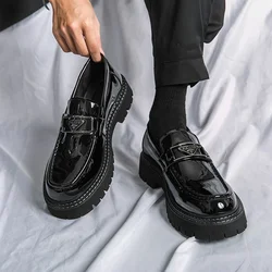 New Oxfords for Men Black Patent Leather Loafers Round Toe Men's Formal Shoes Business Handmade