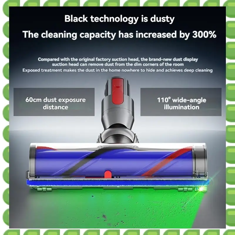 

A04V Сменная электрическая насадка для щетки для пола со светодиодной пыле-зелеными огнями для пылесоса Dyson V7 V8 V10 V11 V15
