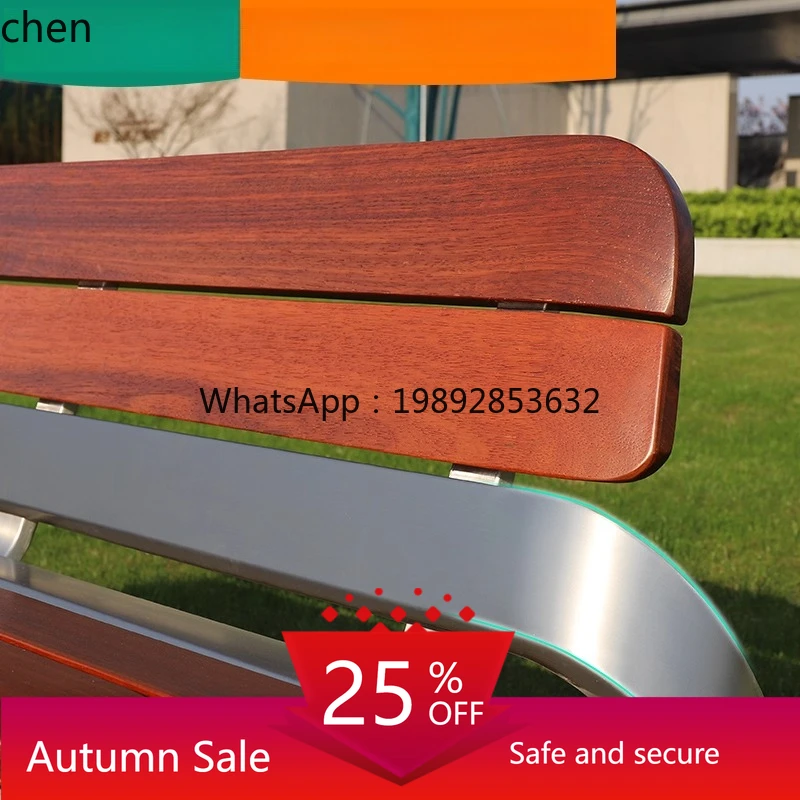 

outdoor stainless steel seat high-end community real estate anti-corrosion solid wood leisure backrest park chair