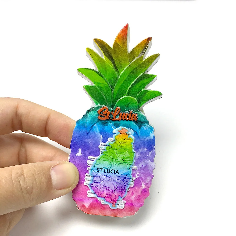 

Antigua 3D Resin Refrigerator Magnet - Tropical Pineapple Design - Showcases National Landmark