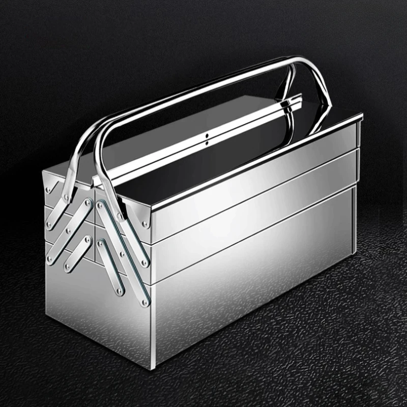 Three-Layer Folding Thickening Toolbox Stainless Steel Multi-Function Toolbox Industrial Portable Hardware Storage Household