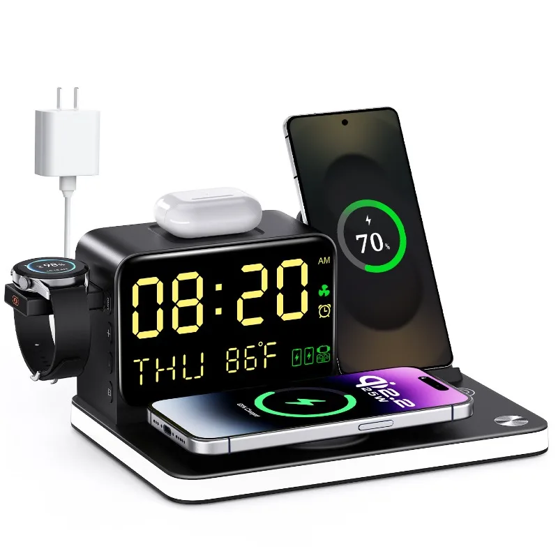 7 In 1 Wireless Charger Dock Multi Function Fast Charging Station For Smartphone Earbuds Watch Home Desktop Use