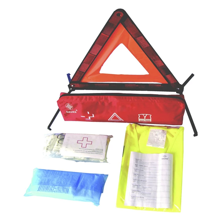 Car Automobile Travelling First Aid Kit Roadside Kit With Triangle Warning 3 In 1 DIN13164