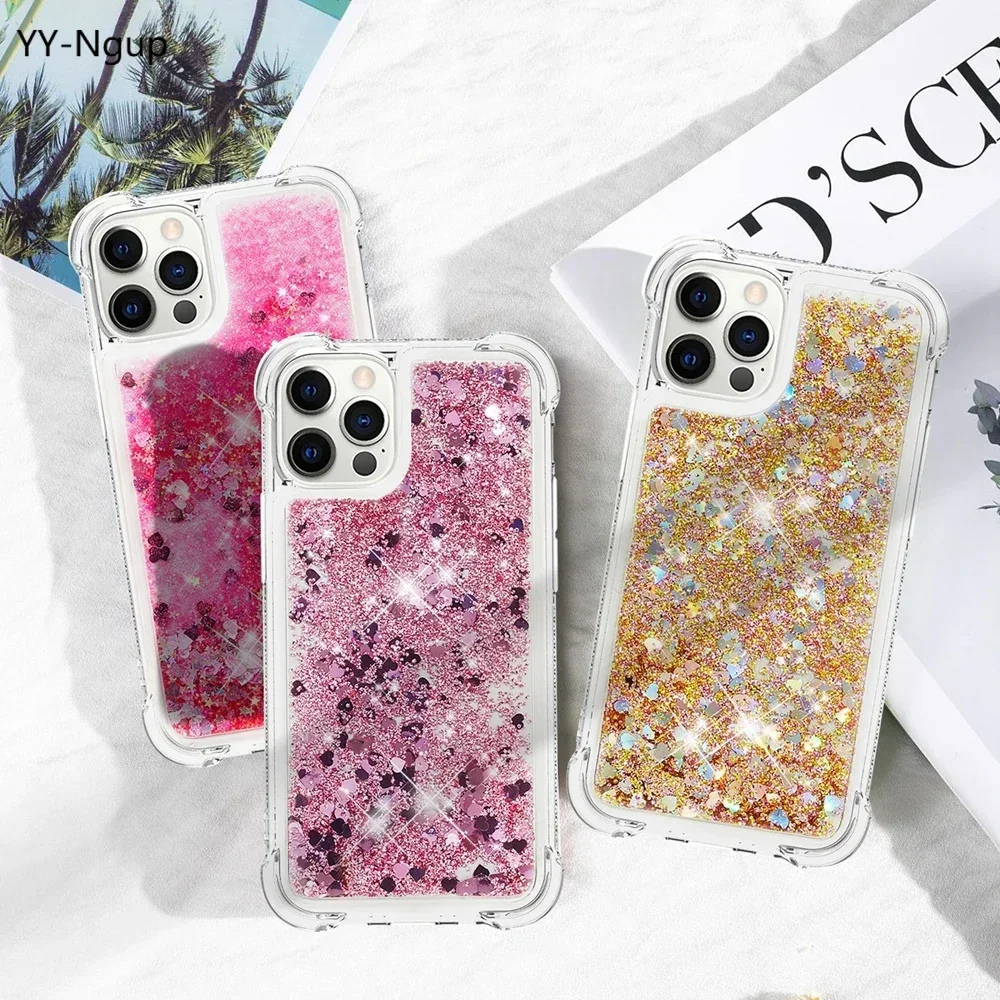 Glitter Case for Samsung Galaxy A13 A23 A33 A53 A73 A12 A22 A32 A52S M13 Cases Clear Bright Dynamic Liquid Quicksand Phone Cover