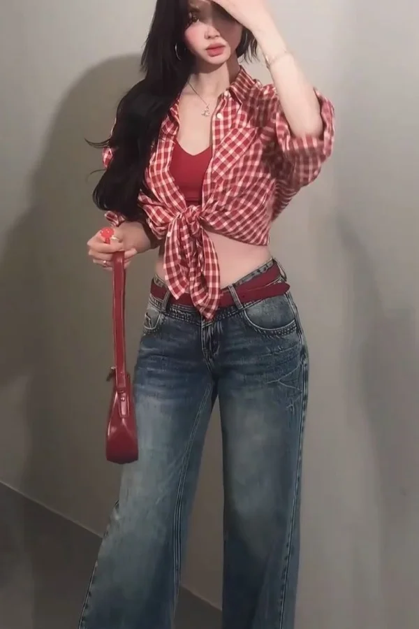 قمصان نسائية كبيرة الحجم متينة وأنيقة ولطيفة وأكمام بسيطة تناسب الربيع والصيف ملابس الشارع الشهيرة المربعة #1