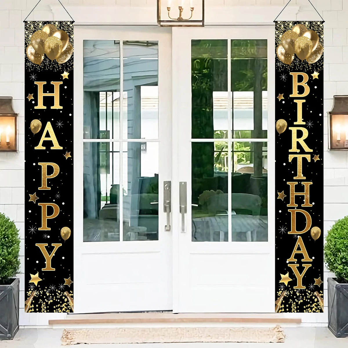 Rose Gold Happy Birthday Door Banner Birthday Hanging Banner Decor Birthday Party Decor Kids Adults Girl Party Supplies Favors