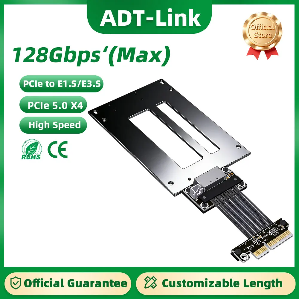 ADT-Link PCIe 5.0 x4 to E1. S/E3. S SSD Extension Adapter Supports Gen5 PCIe x4  to SFF-TA-1002 Riser for Solid State Drive