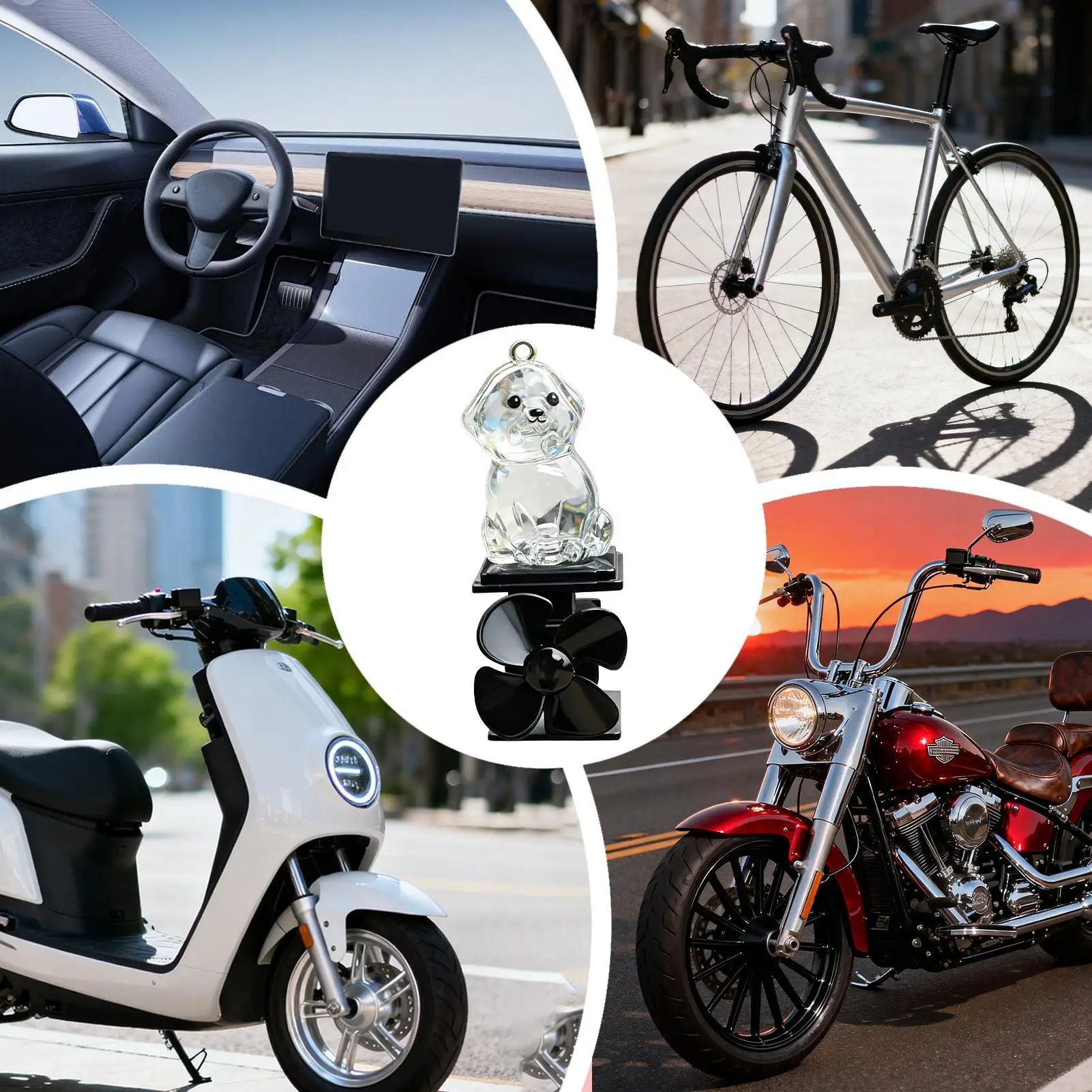 Dog Statue Motorcycle Light Up Decoration Wind Powered Animal Figurines For Motorcycle Handlebar Outdoor Cycling Night Riding