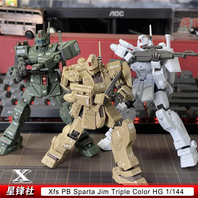Xfs PB سبارتا جيم ثلاثي الألوان HG 1/144 Mecha تجميع أطقم منمذجة عمل الشكل، مع شارات مائية، لعبة هدية قابلة للجمع