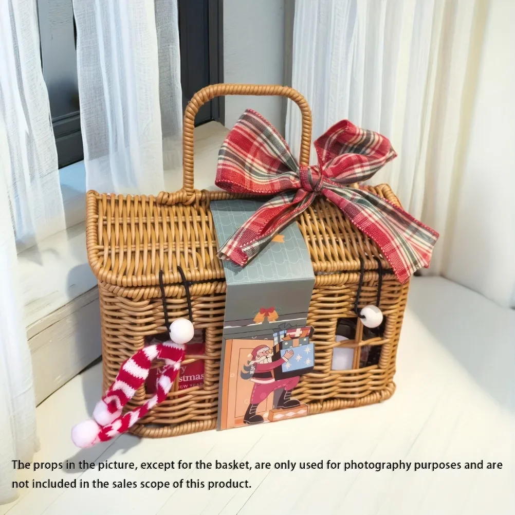 Vintage Imitation Rattan Woven Storage Basket Wedding Birthday Gift Box Bridesmaid Companion Storage Box Multi Functional Box