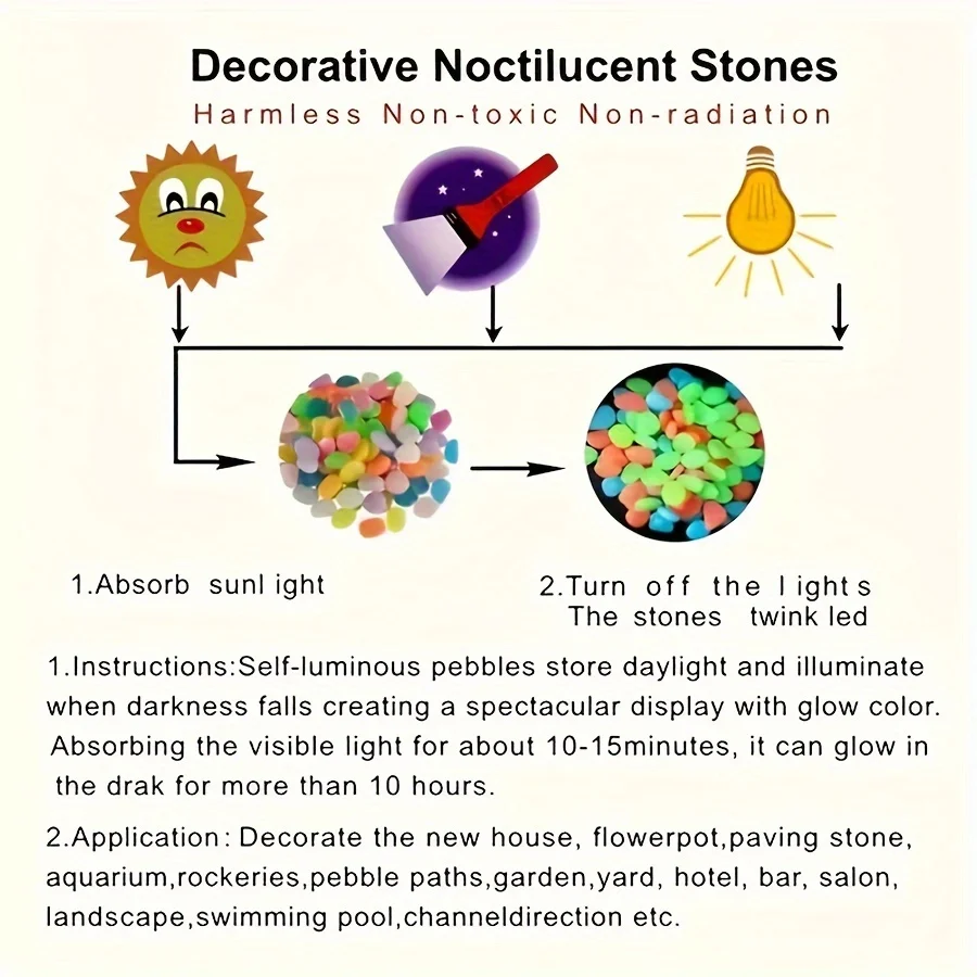 2000 żywe świecące kamyki ogrodowe - używane jako kamienie dekoracyjne na rośliny doniczkowe, paty na świeżym powietrzu, wesela i festiwale