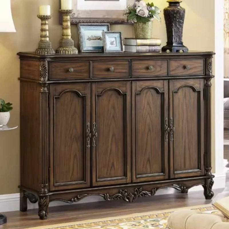 Solid wood shoe cabinet European retro shoe rack large capacity locker