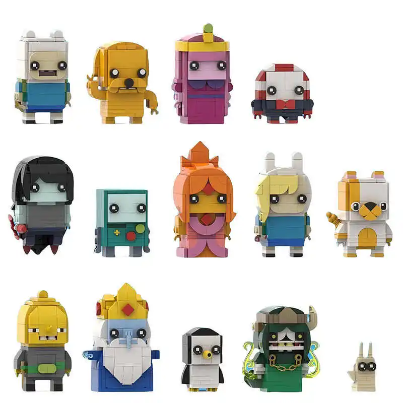 Serie de Anime expedición muñeca de dibujos animados bloques de construcción MOC tiempo cabeza cuadrada figuras ensamblaje modelo rompecabezas niños juguete regalo de cumpleaños