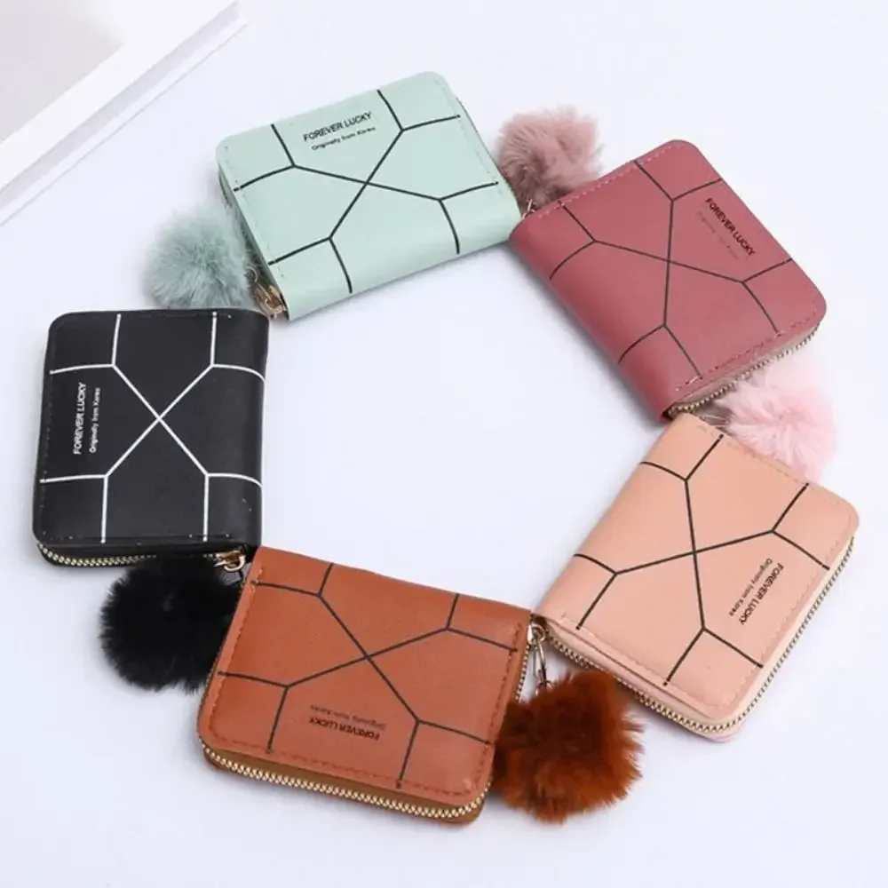 New women's wallet short simple card bag wallet summer zipper PVC material card clip pendant daily collocation small wallet