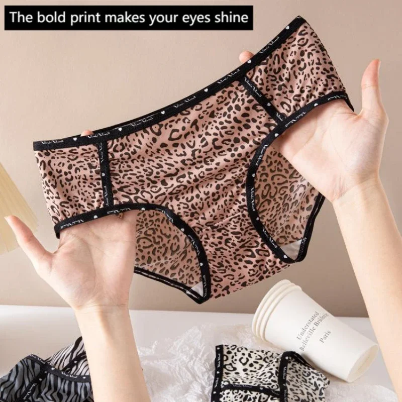 

5pc Women's Panties Leopard-print Style Panties Women Are Hot and Sexy Leopard Print Inside Woman Clothes Half Underwear L-XL