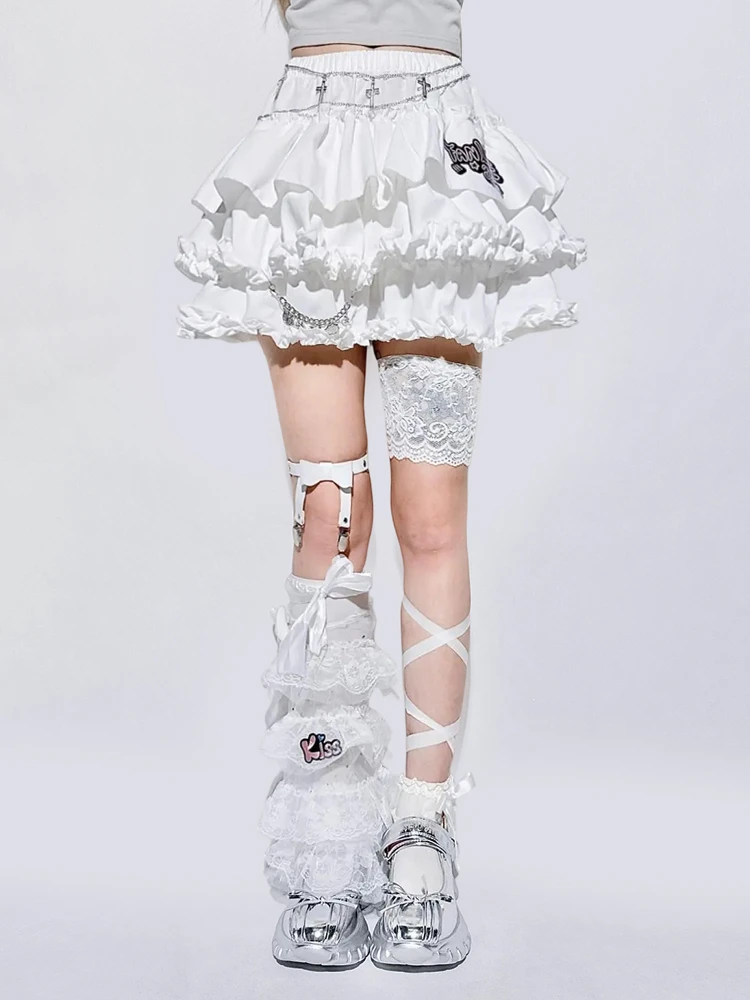 

Оригинальная мини-юбка в стиле панк-рок, женское бальное платье в американском стиле с эластичной резинкой на талии, плиссированные трапециевидные милые мини-юбки, белые