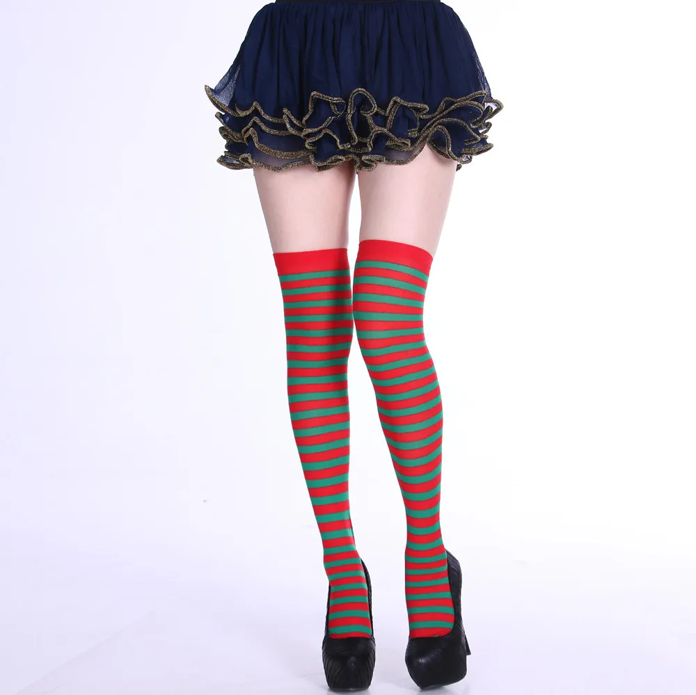 Women's  Autumn Winter Warm Knitted Socks Fashionable Striped Spicy Girl Style JK Thin Leg High Socks Party Dress Up Props