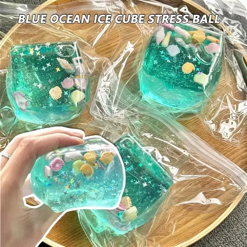 Clear Ocean Fidget Relief Sensory Stress Balls Toy Non-toxic Maltose Cube Apple Squeeze Slow Rising for Autism Anxiety Relax Toy