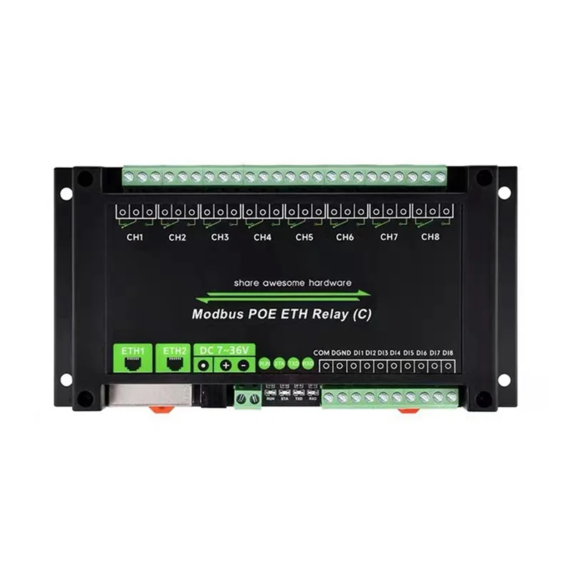 

B04B-8-Channel Relay Module Dual Ethernet Port Modbus RTU Protocol Supply Poe Support Network Port Cascade Communication