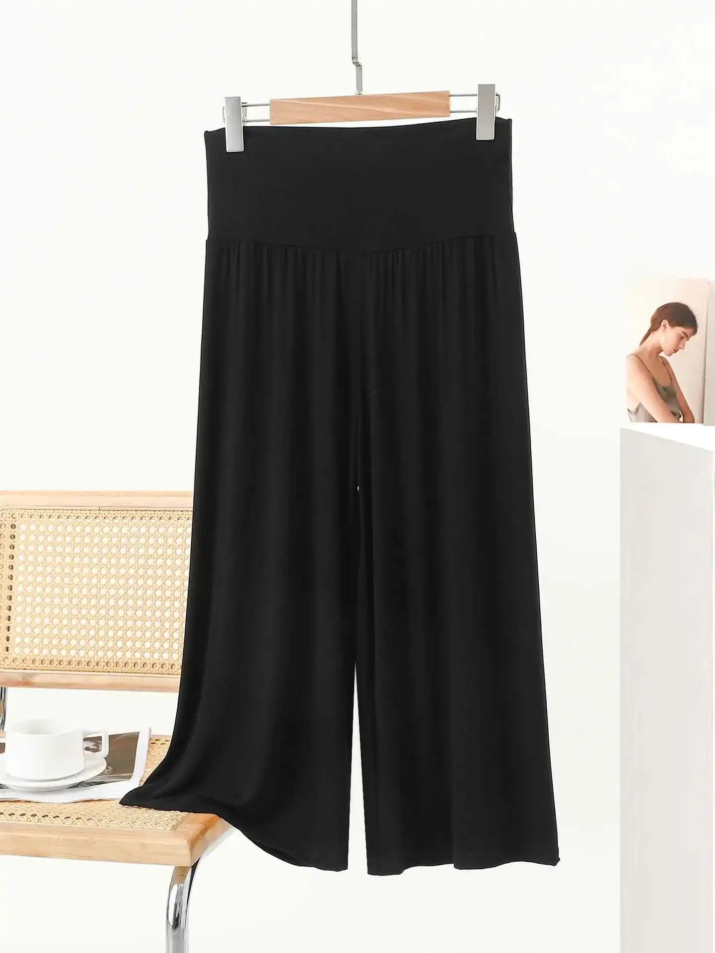 

Летние модные брюки больших размеров свободного кроя с широкими штанинами в корейском стиле, с высокой талией, удобные, прямые, для женщин