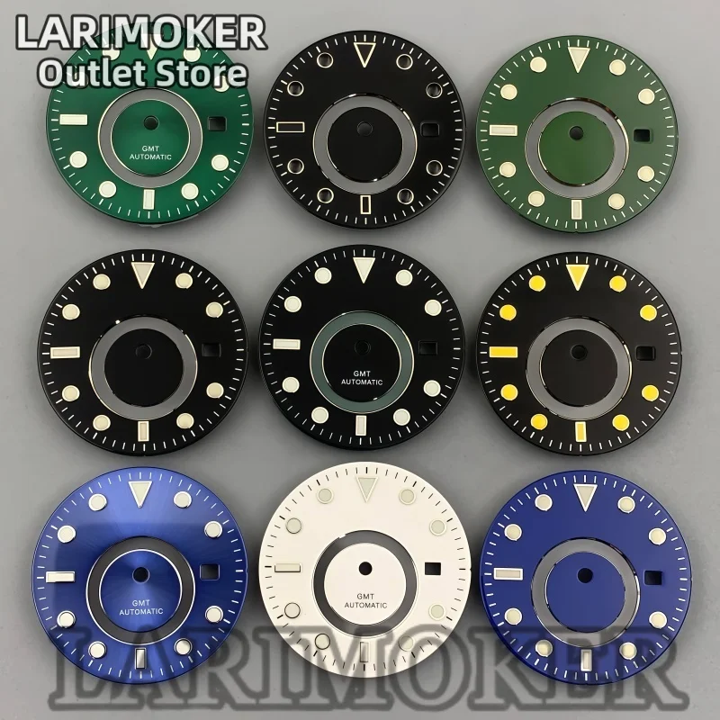 

LARIMOKER 31.5mm GMT Automatic Mechanical Green Luminous Dial with Hands Fits MingZhu DG5833 Movement Watch Modification Parts