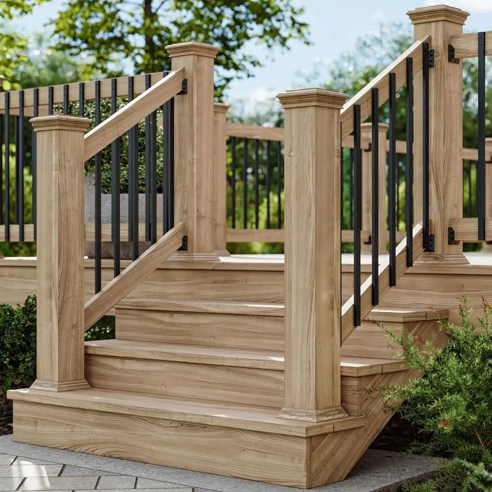 Upgraded 75-Pack 26 Rectangle Deck Balusters with End Caps and Screws for Staircase Railing