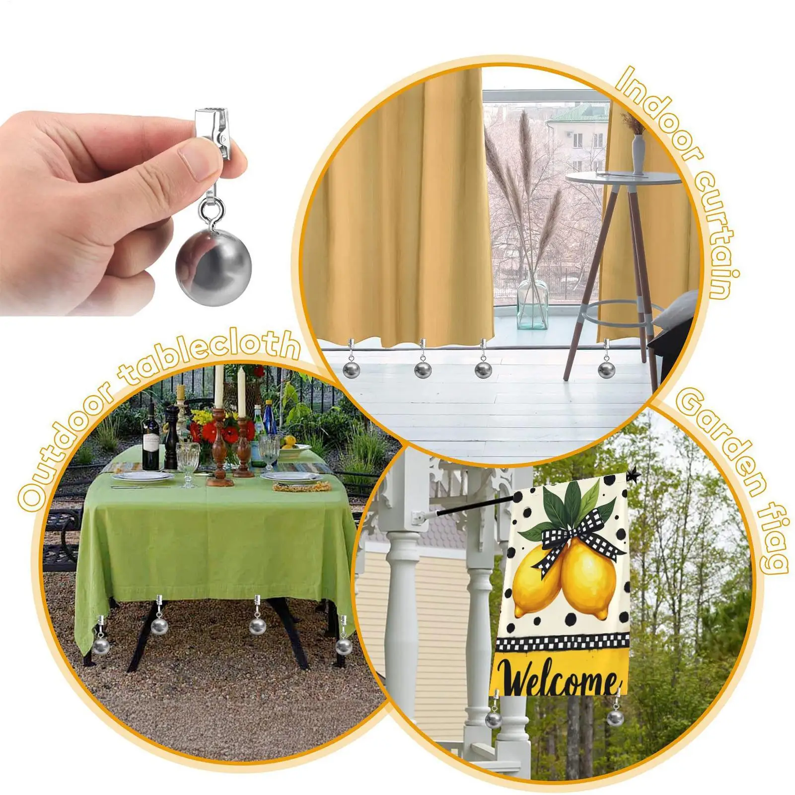 Weights For Curtains 12 Pieces Stainless Steel Holder Garden Tablecloth Holder With Clamp For Outdoor Picnic Party Dining
