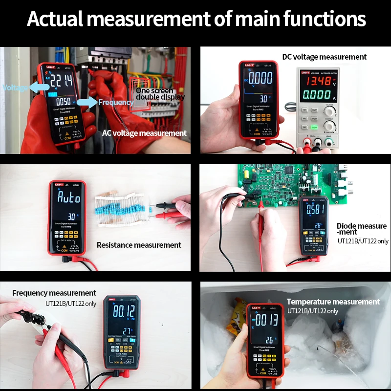 UNI-T Digital Smart Multimeter UT121A UT121B UT122 600V AC DC Voltmeter True RMS Multimeter NCV Resistance Capacitor Tester