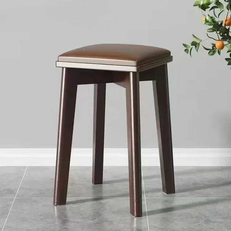 Solid Wood Padded Dining Chair Stool Seat Modern Minimalist Spare Seat Living Room Kitchen  Taburete Plegable Cocina