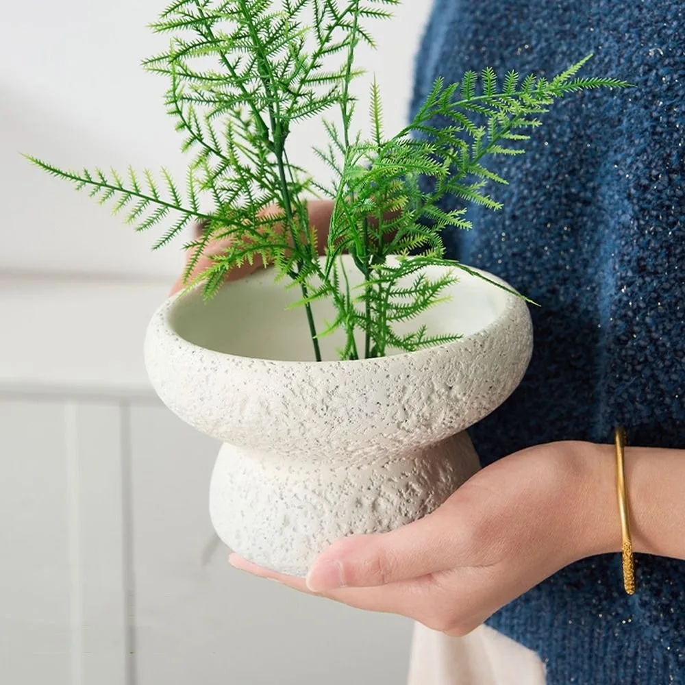 

Plant Pot Nordic Style Cement Flowerpot Handmade Waterproof Succulent Flower Pot Stone Planter Pot For Indoor Outdoor Plant
