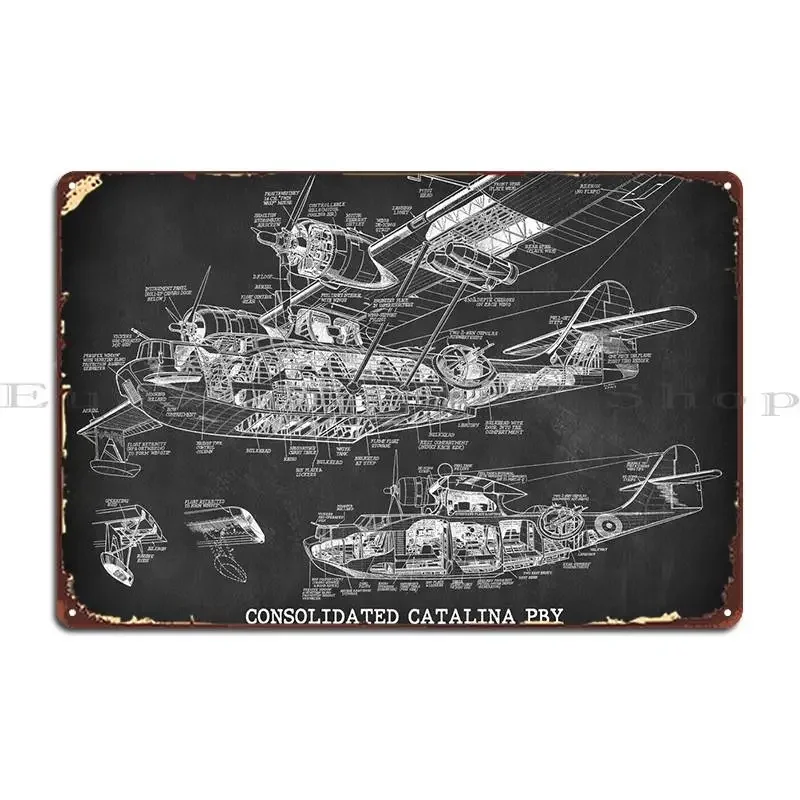 Consolidated Catalina Pby Metal Sign Bar Cave Wall Decor Printed Living Room Tin Sign Poster