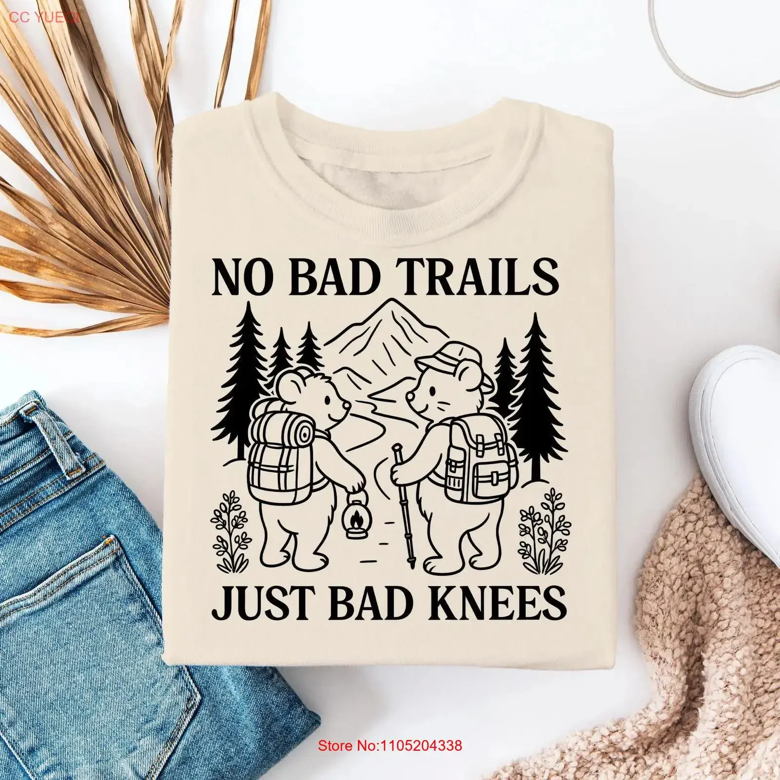 

Забавная походная футболка No Bad Trails Just Knees Bear Hiker Camping Outdoor Humor для любителей природы Hikers винтажная стираная футболка