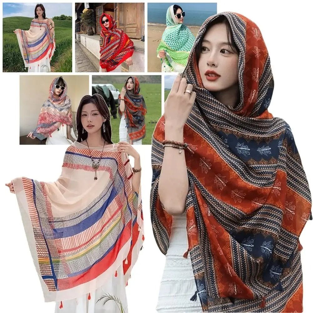 

Creative Multicolor Sunscreen Shawls Dual-Use Design Long Style Dual-Use Scarves Seaside Holiday Beachwear Long Scarves Seaside