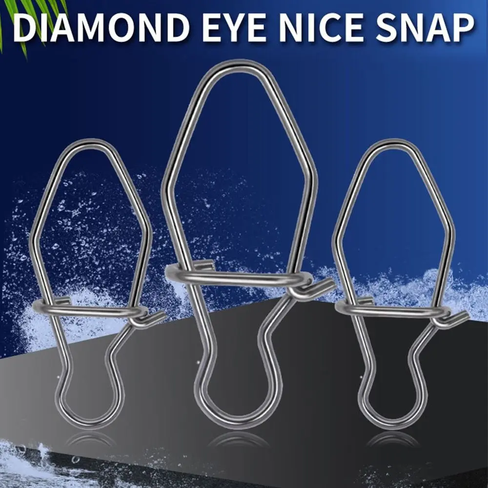 100 قطعة القرع المحمولة قفل سريع دائم برميل من الفولاذ المقاوم للصدأ قطب الصيد معلقة المفاجئة موصل البيضاوي سبليت خواتم #5